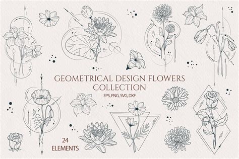 Geometrical Design Birth Month Flowers Graphic By Kirills Workshop