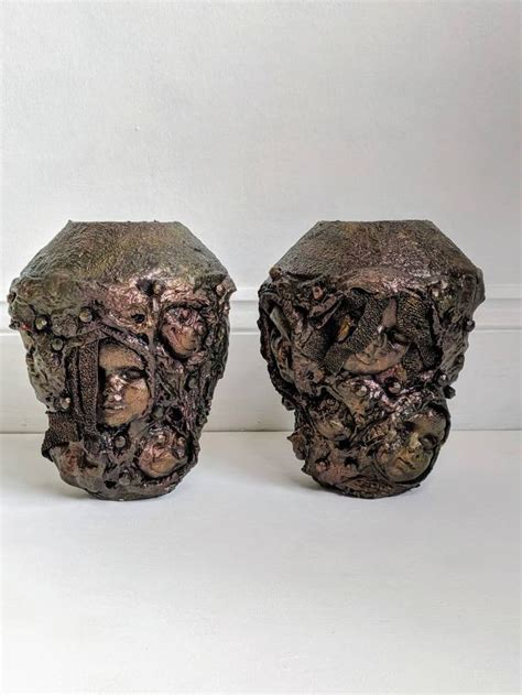 Pair Gothic Doll Vases Voodoo Creepy Steampunk Potion Bottle Dark Art Vase X2 One Of A Kind Art