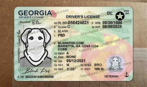 Fake Georgia Drivers License New V2 Blank Psd