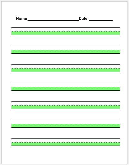 Preschool writing paper also available. Penmanship Paper Templates for MS Word | Word & Excel ...
