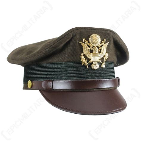 Us Army Officer Visor Cap Chocolate All Sizes Repro Ww2 Crusher