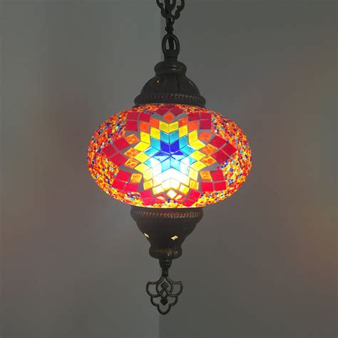 Turkish Handmade Mosaic Hanging Lamp Large Globe Hanging Lamp