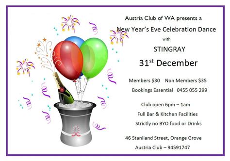 Austria Club Of Wa 31st December New Years Eve Dance