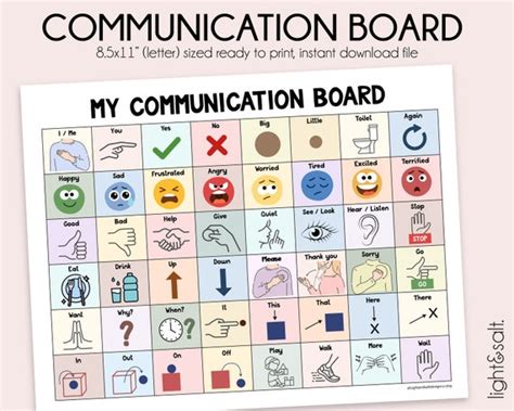 Basic Communication Board For Kids Language Board Etsy