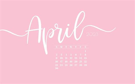 2 Pretty Pink Saturdayt April 2023 Calendar Background