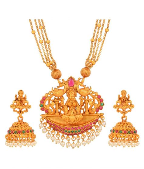 Ambika Creation Brass Golden Traditional Necklaces Set Long Haram Buy Ambika Creation Brass