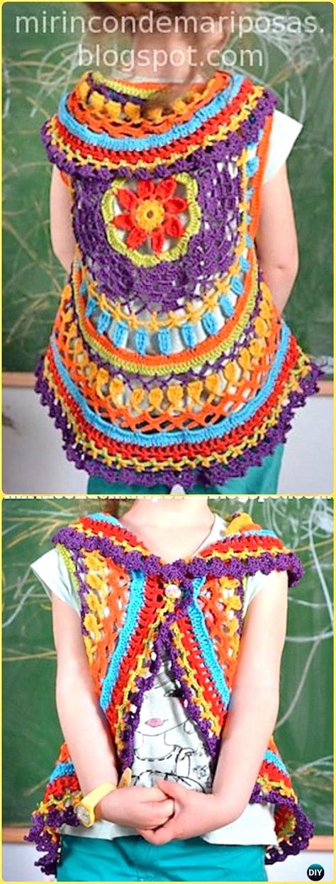 To knit the armhole and throat, you need to make the loops knitting is a fascinating activity. Crochet Little Girl Circle Vest Sweater Coat Free Patterns