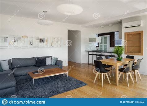 Spacious Living Room With Wooden Details Stock Image Image Of Luxury