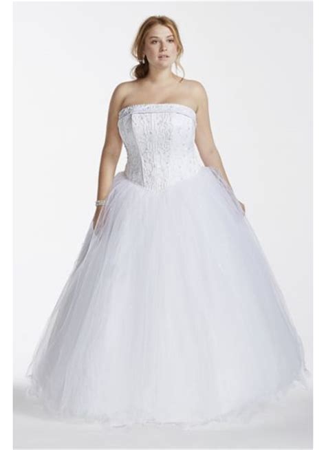 strapless tulle ball gown with beaded satin bodice david s bridal