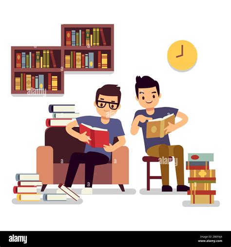Two Little Boys Read Book Stock Vector Images Alamy