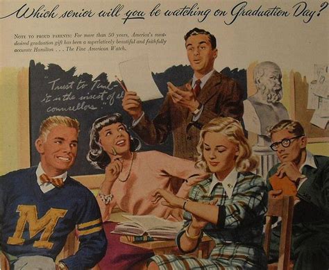 1950s Vintage Hamilton Watch Advertisement Illustration College Men