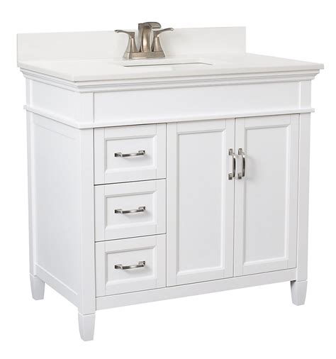 A trend that is steadily embraced by homeowners (especially those settling into new homes) involves incorporating a discount traditional vanity into the master bathroom. Foremost Ashburn 36 inch Vanity Combo in White with Lily ...