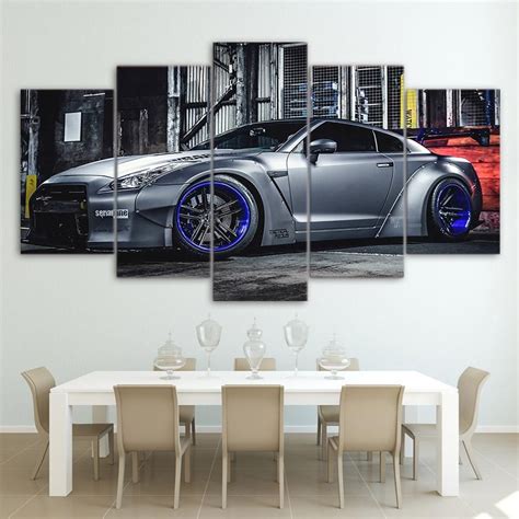 NISSAN GTR R35 canvas wall deore, nissan on canvas wall art 5 Piece