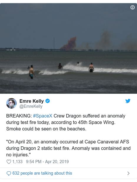 Spacex Capsule Suffers Anomaly During Tests In Florida Bbc News