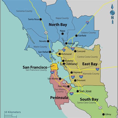 Map Of Bay Area Counties Map Of West World Map
