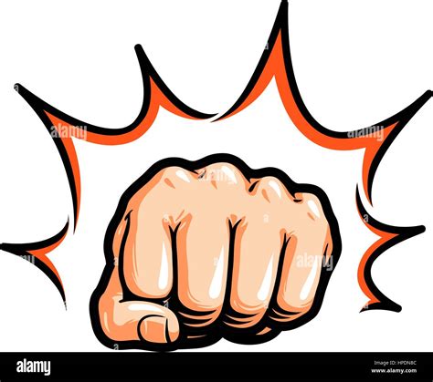 Hand Fist Punching Or Hitting Comic Pop Art Symbol Vector