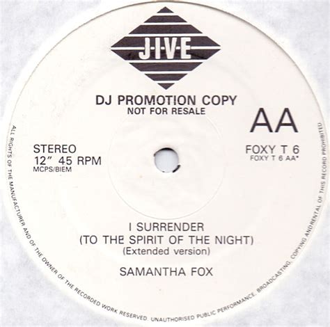 Samantha Fox I Surrender To The Spirit Of The Night Vinyl