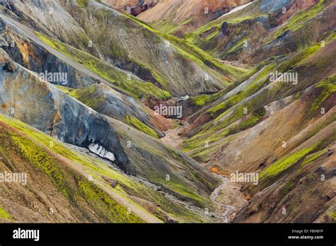 Litla Brandsgil Rhyolith Rocks Landmannalaugar Iceland Stock Photo