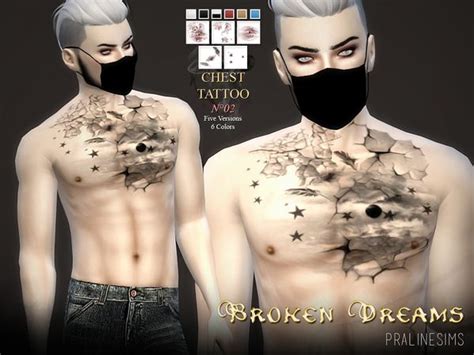 Pralinesims Chest Tattoo N02 Broken Dreams Sims 4 Tattoos Sims