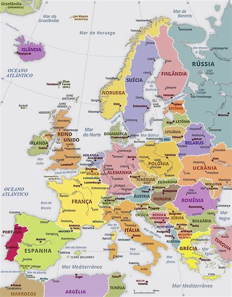 Mapa Da Europa Com Nome De Países E Cidades Mapas Do Mundo Portugal