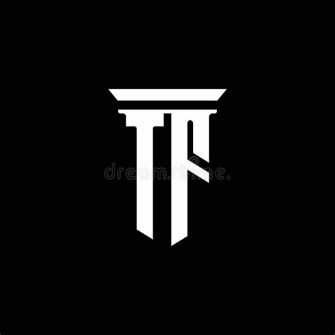 Tf Monogram Logo With Emblem Style Isolated On Black Background Stock