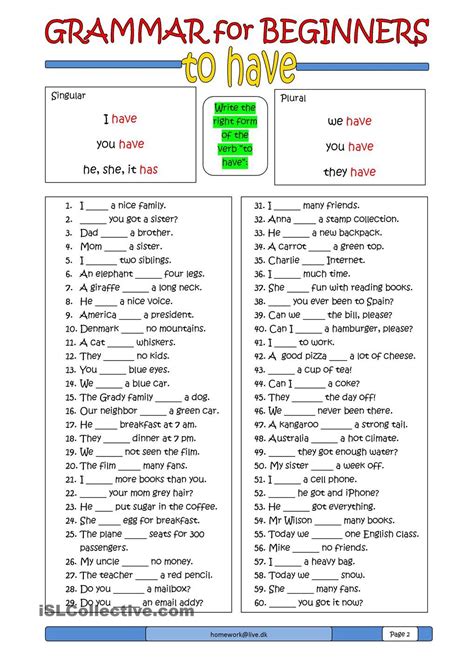 Grammar For Beginners To Have English Grammar Worksheets English