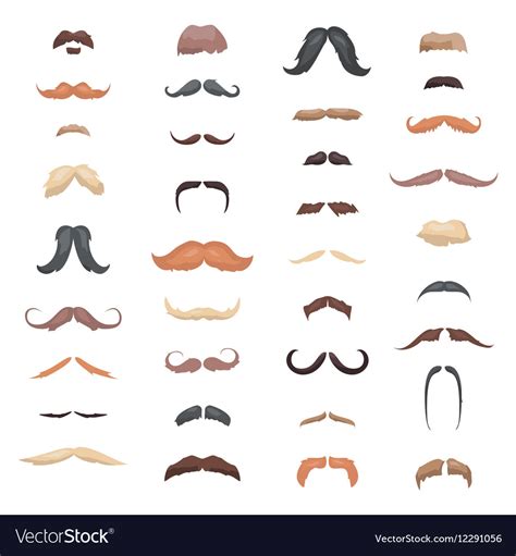 Huge Collection Mustache Retro Curly Set Mustache Vector Image