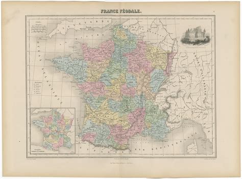 Antique Political Map Of France By Migeon 1880