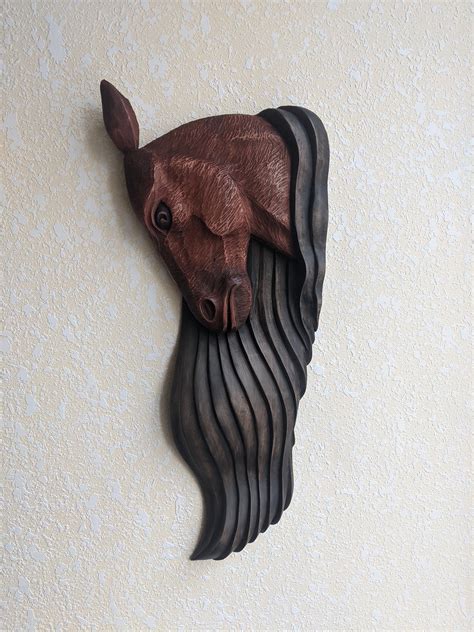 Wood Wall Art Origina Artwork Horse Head Wood Carving Animal Etsy