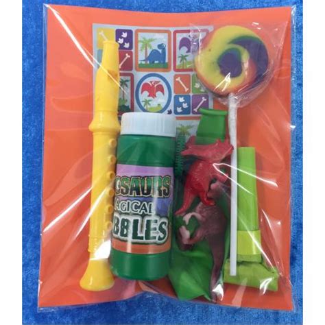Pre Packaged Party Loot Bags Dinosaur Bubbles
