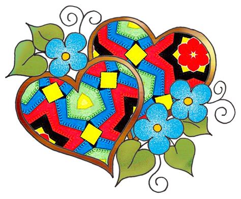 Artbyjean Love Hearts Bright Multicolors In Repeat Patterns Two