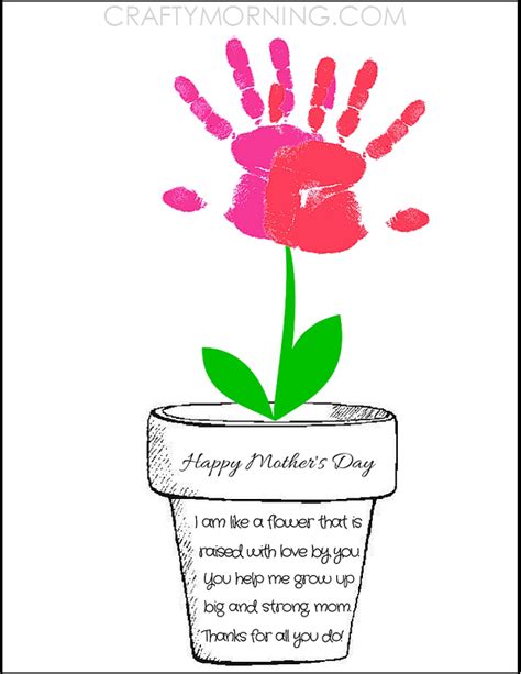 Printable Poem Flower Pot For Mothers Day Easy Mothers Day Crafts