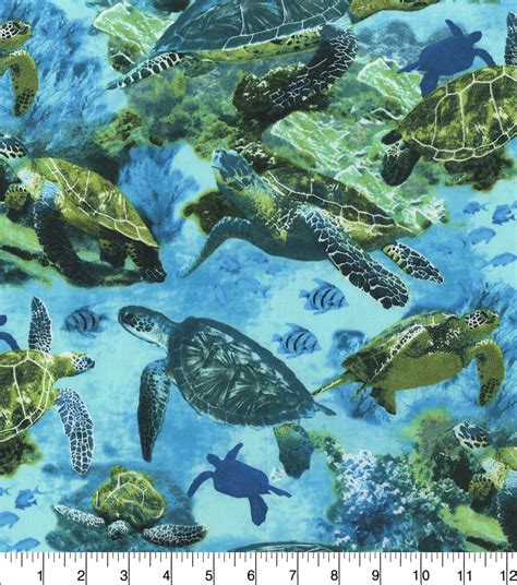 Novelty Cotton Fabric Sea Turtles In Ocean JOANN