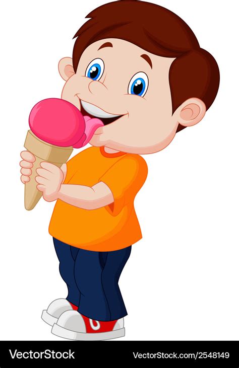 Cute Boy Cartoon Licking Ice Cream Royalty Free Vector Image