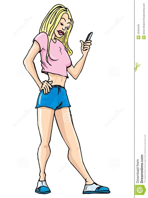 Cartoon Girl Using A Mobile Phone Stock Vector