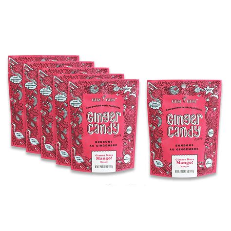 Gem Gem Ginger Candy Chewy Ginger Chews Mango 5 0oz Pack Of 6 Grocery