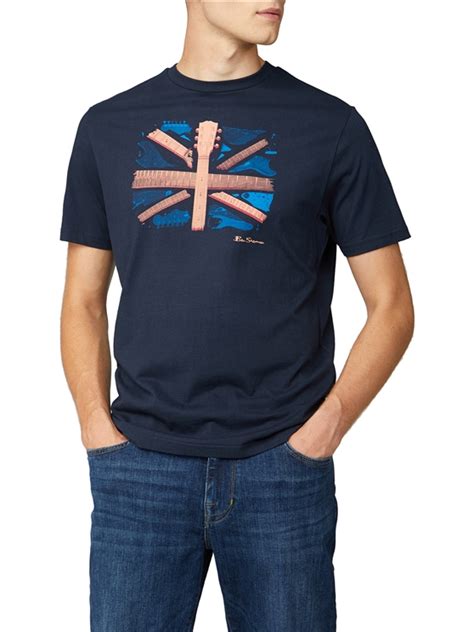 This pique polo is finished with the ben sherman branded side tab at the seam. Men's Navy Guitar Union Jack T-Shirt | Ben Sherman | Est 1963