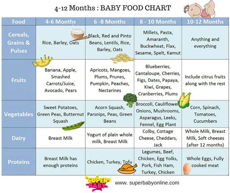 How do i determine the best baby food portion sizes? Indian Baby Food Chart: 6 to 12 months | Baby food chart ...
