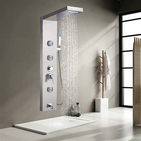 Buy Votamuta Brushed Nickel Shower Panel Tower System Wall Ed Rotate Rain Massage Body Jets