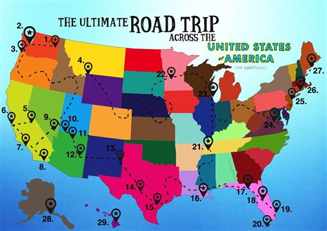 Ultimate Road Trip Map: Things To Do In The USA | Road trip map, Road trip, Road trip usa