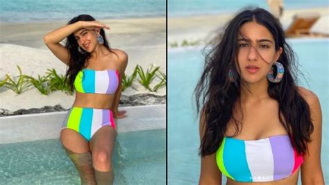 Sara Ali Khan Enjoys Summer As She Poses In A Sexy Multicolour Bikini