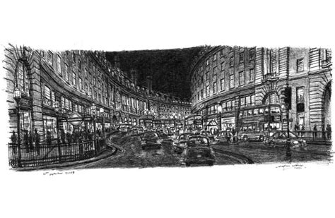 Regent Street At Night Original Drawings Prints And Limited Editions