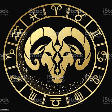 Golden Aries Zodiac Sign Stock Illustration Download Image Now Istock