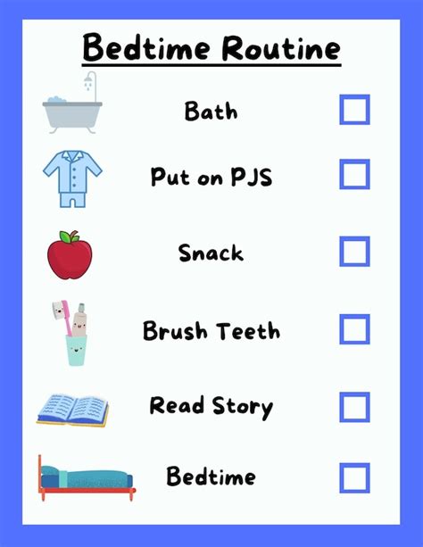 Toddler Bedtime Routine Chart Instant Download Printable Kids Etsy