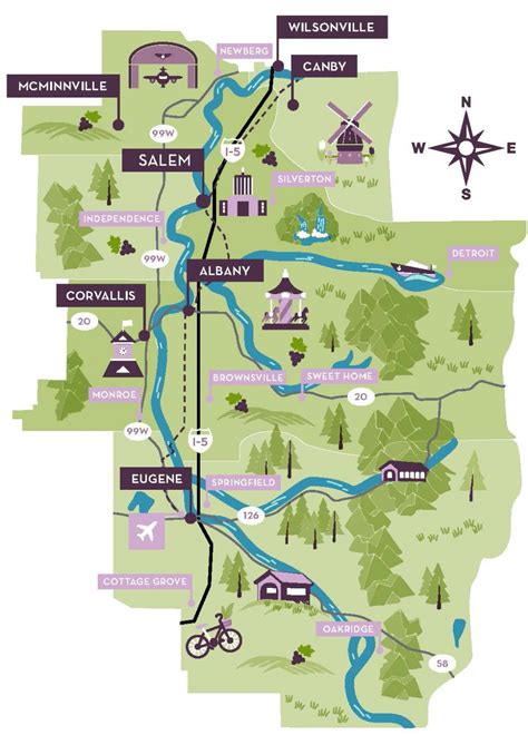 Willamette Valley Oregon Wine Country Map