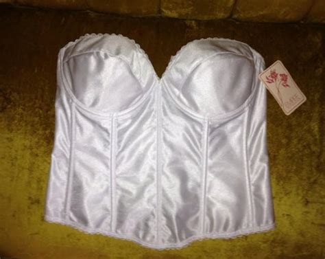Never Worn Vintage 1980 S Silky White Strapless Push Up Bustier Bra Adorned With White Lace In A