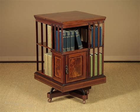 Genuine revolving bookcases for sale from trusted antique dealers. Edwardian Inlaid Mahogany Revolving Bookcase. - Antiques Atlas