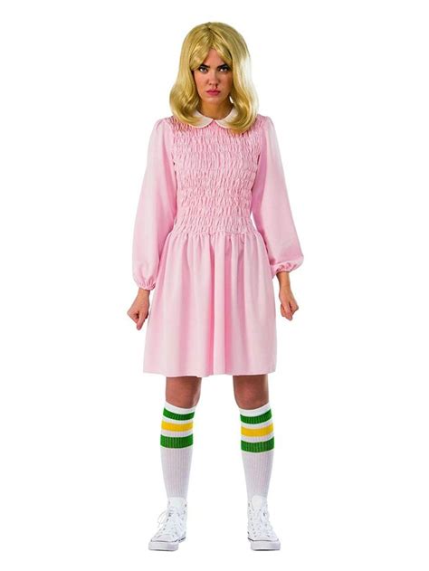 Stranger Things Eleven Long Sleeve Adult Costume Dress Pink
