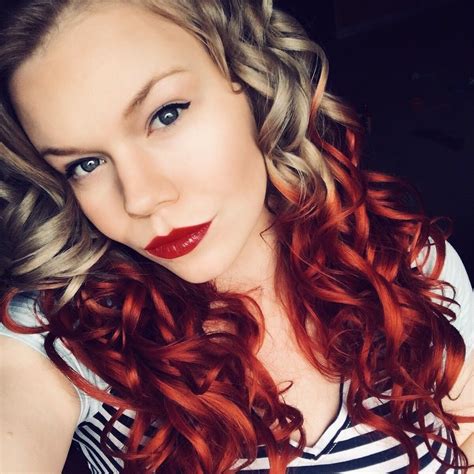 Two Tone Hair Red And Blonde Reverse Ombré Curly Hair Hair Color