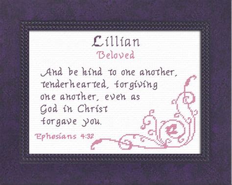 Lillian Name Blessings Personalized Cross Stitch Design From Joyful